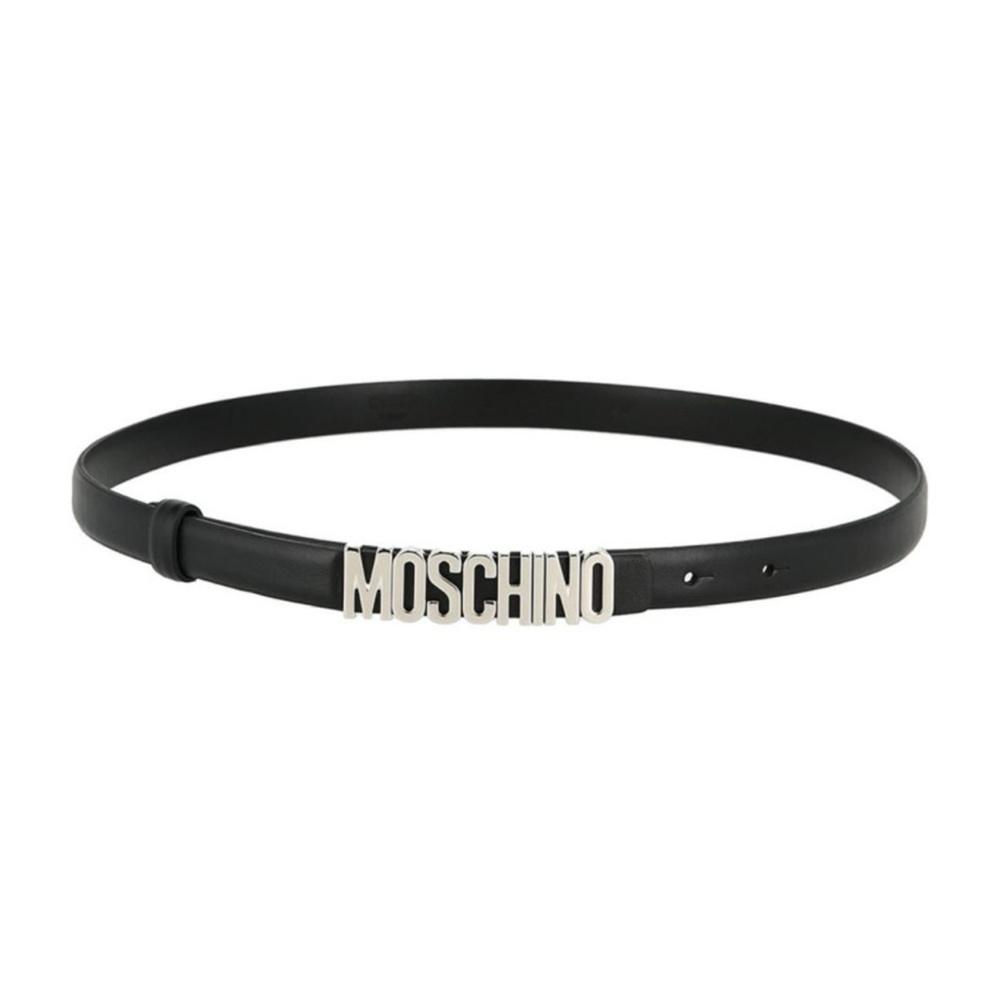Moschino Slim Logo Leather Belt